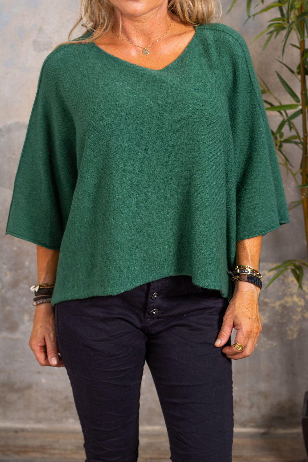 Dinah Boxy strikket genser - Smaragd