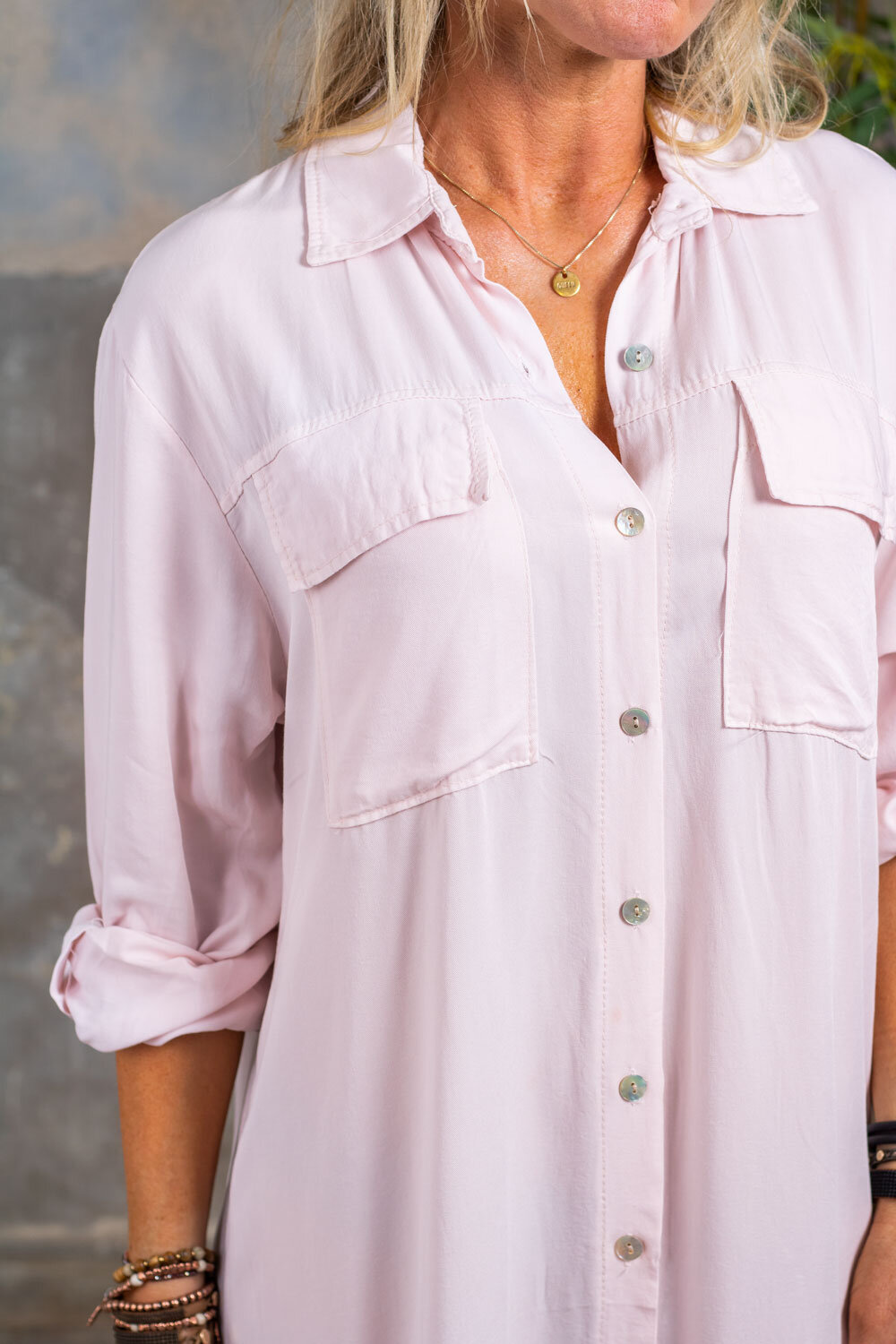 Elaine lang skjorte - Lyse rosa