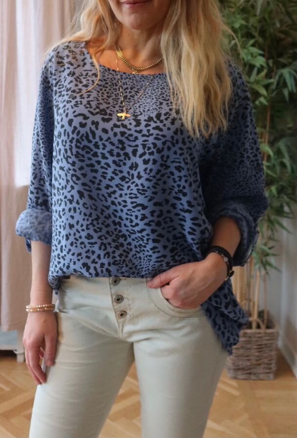 Jennifer bluse - Leopardmønster - Blå