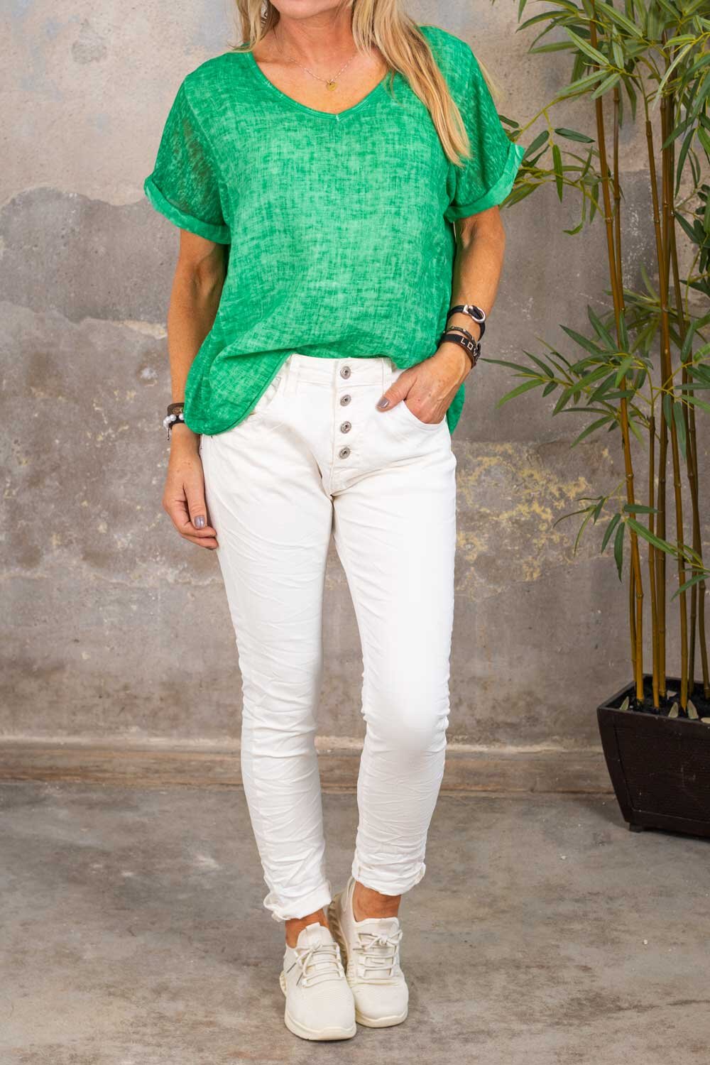 Rita T-skjorte i linstoff - Grøn