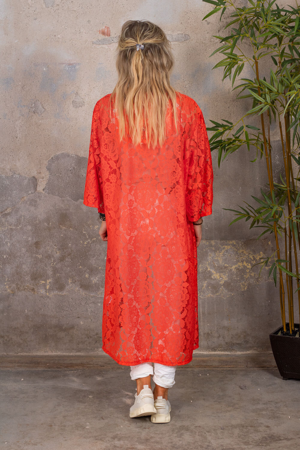 Blonder Kimono - Korall rød