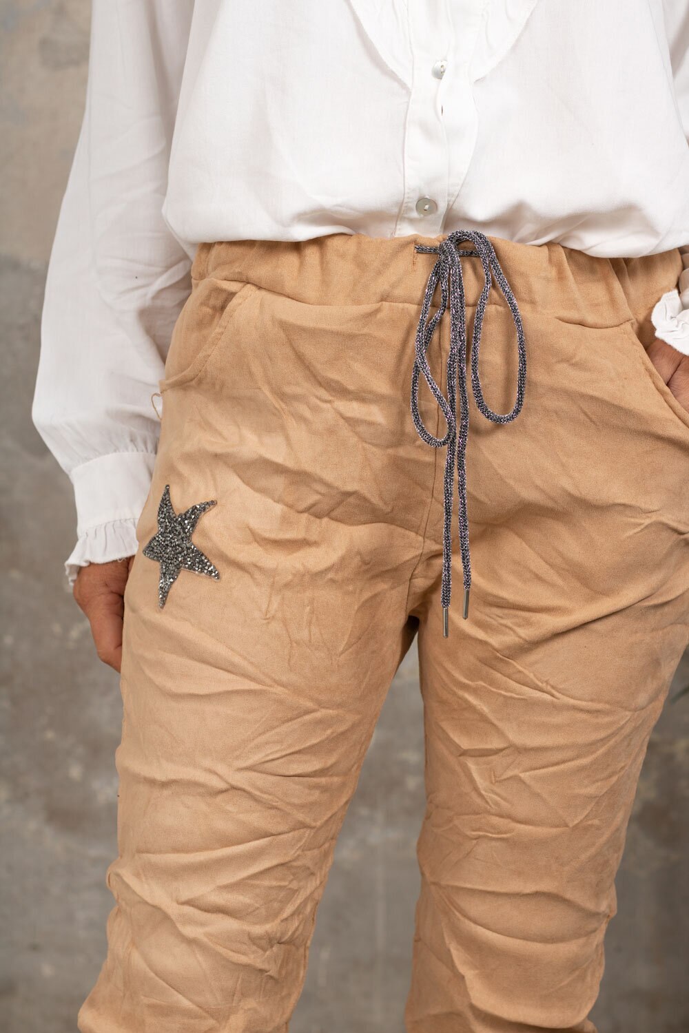 Elastiske bukser 7164 - Bling star - Camel